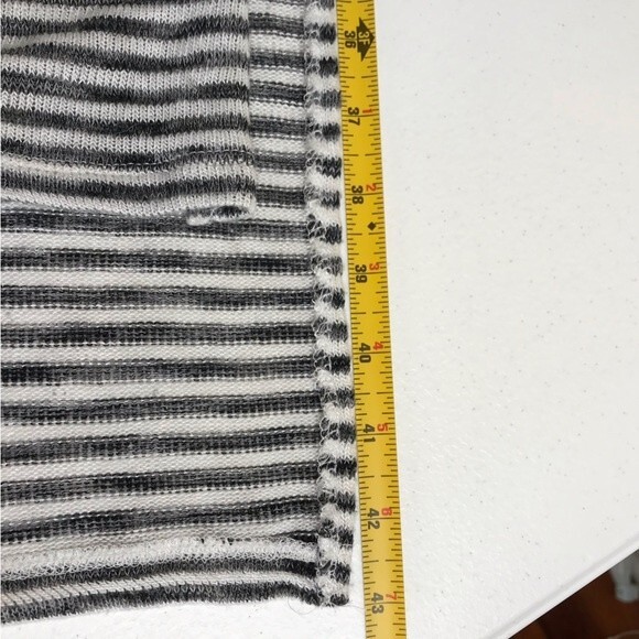 Copper Key Long Black White Stripe Duster Open Front Hooded Sweater Size Large - Picture 8 of 11